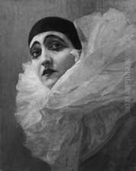 Pierrot Oil Painting by Luigi Morgari