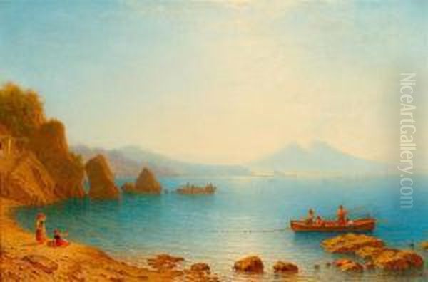 View Of Naples And Vesuvius Oil Painting by Carl Morgenstern