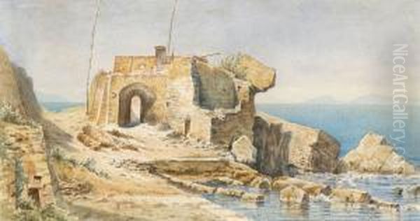 Kustenszene Auf Ischia. Oil Painting by Carl Morgenstern