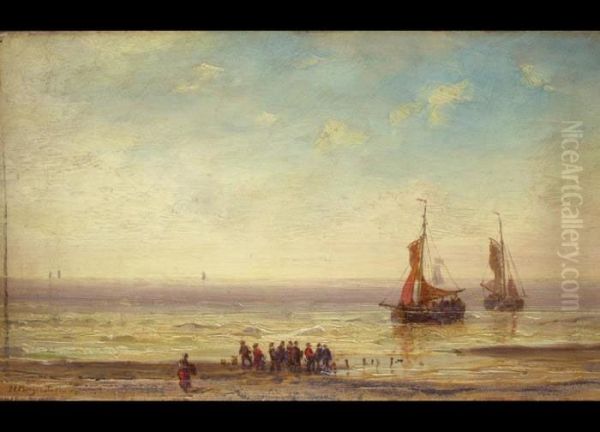 Strandlandschaft Mit Fischerbooten Oil Painting by Carl Morgenstern