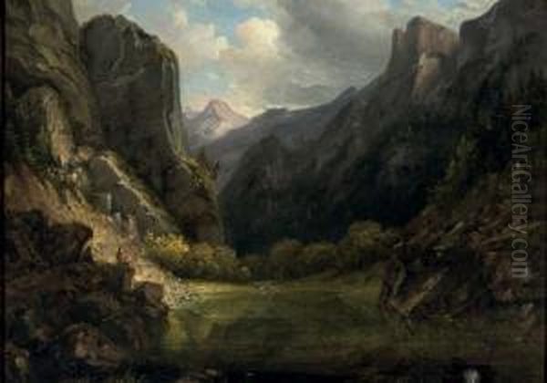 The Alps In Steiermark, Austria Oil Painting by Carl Morgenstern