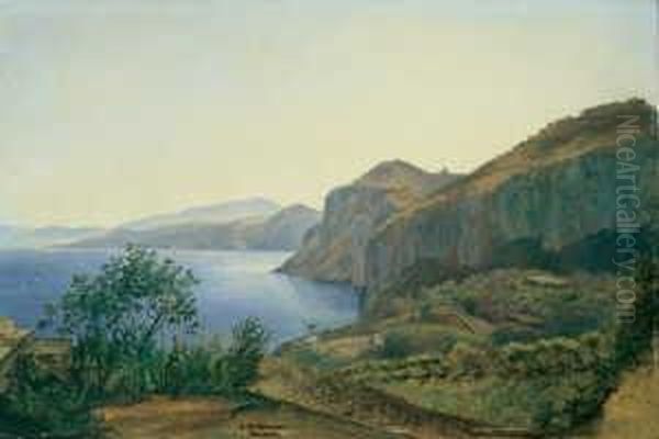 An Der Kuste Der Insel Capri. 
Unten Mitte Der Nachlasstempel. Ol Auf Karton. H 34; B 51 Cm. 
Provenienz: Aus Dem Nachlas Des Kunstlers; Galerie J.p. Schneider Jr., 
Frankfurt/main. Oil Painting by Carl Morgenstern