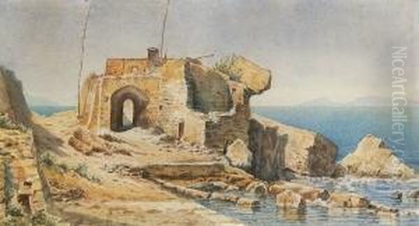 Ruine An Der Kuste Von
 Ischia. Oil Painting by Carl Morgenstern