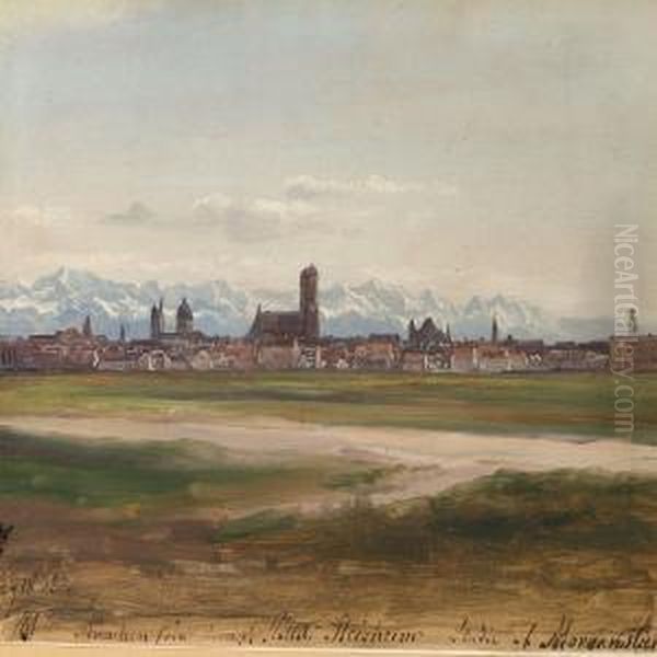 View Of Munichseen From The Schleissheim Palace Oil Painting by Christian Bernhard Morgenstern