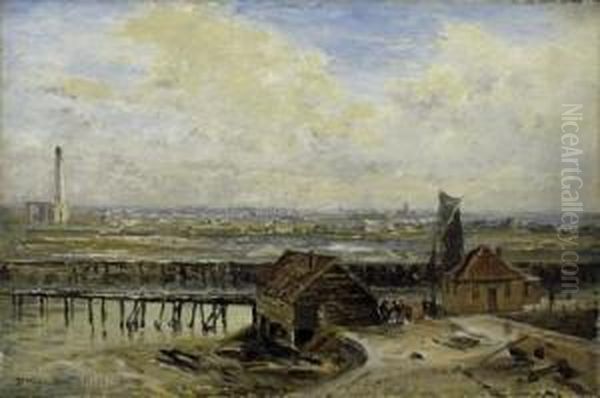 On The Bay Of Ostende. Signed 
Lower Left: F.e. Morgenstern Ostende. Oil On Canvas. 25 X 37,5cm. 
Framed. Oil Painting by Friedrich Ernst Morgenstern