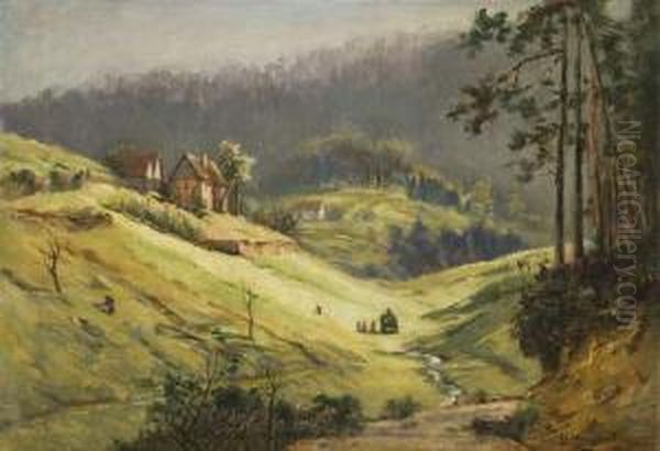 Heuernte Im Tal Oil Painting by Friedrich Ernst Morgenstern