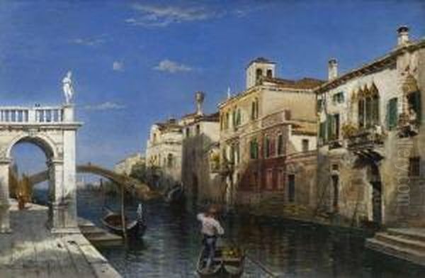 Venezianischer Kanal. Oil Painting by Friedrich Ernst Morgenstern