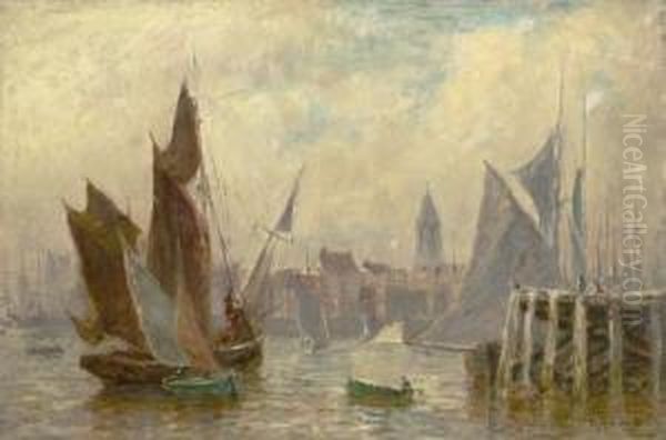 Im Fischerhafen Von Oostende Oil Painting by Friedrich Ernst Morgenstern