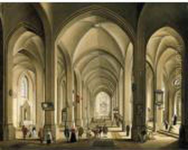 The Interior Of A Cathedral Oil Painting by Johann Ludwig Ernst Morgenstern