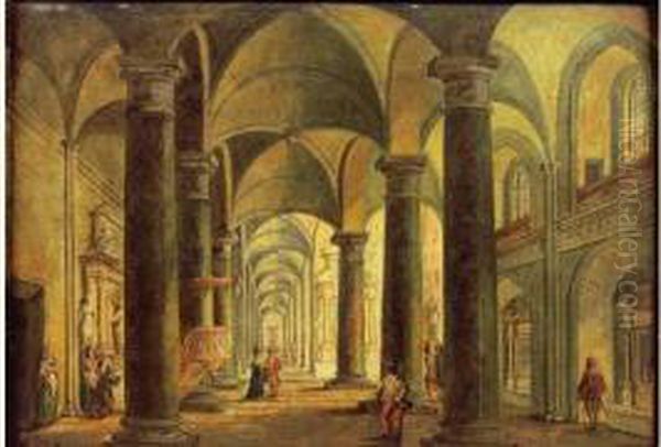 L'interieur D'une Eglise Renaissance Oil Painting by Johann Ludwig Ernst Morgenstern