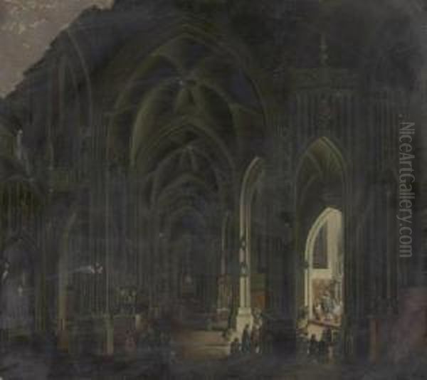 Messe In Einer Gotischen Kathedrale Oil Painting by Johann Ludwig Ernst Morgenstern