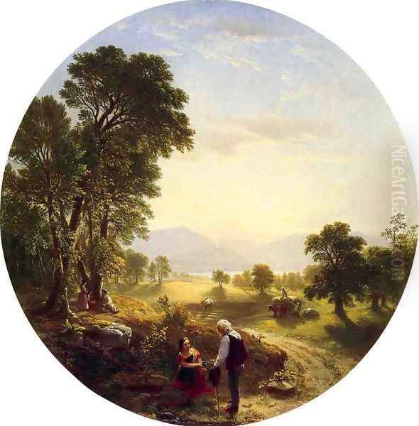 Hudson River Scene Oil Painting by Asher Brown Durand