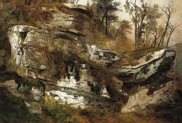 Rocky Cliff Oil Painting by Asher Brown Durand