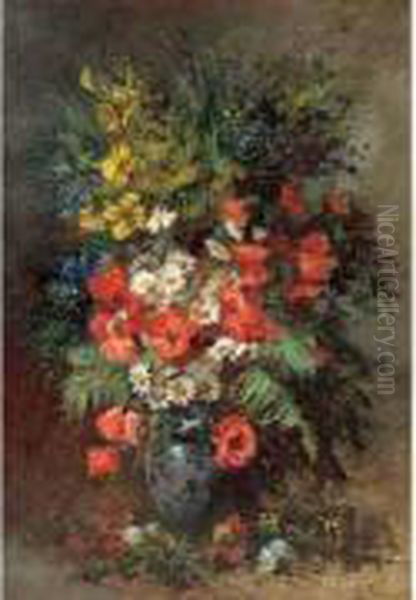 Vase De Fleurs Aux Coquelicots Oil Painting by Louis Morin