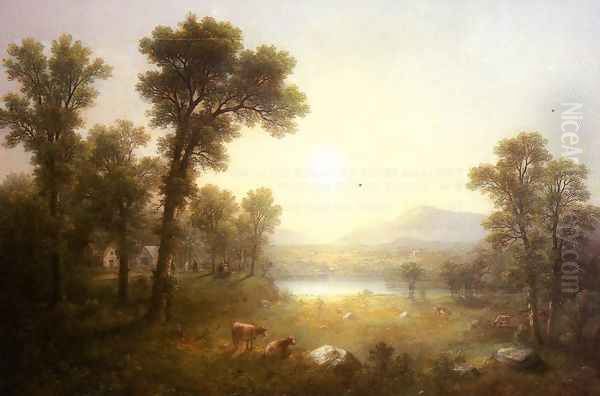 Lake Scene in the Mountains Oil Painting by Asher Brown Durand