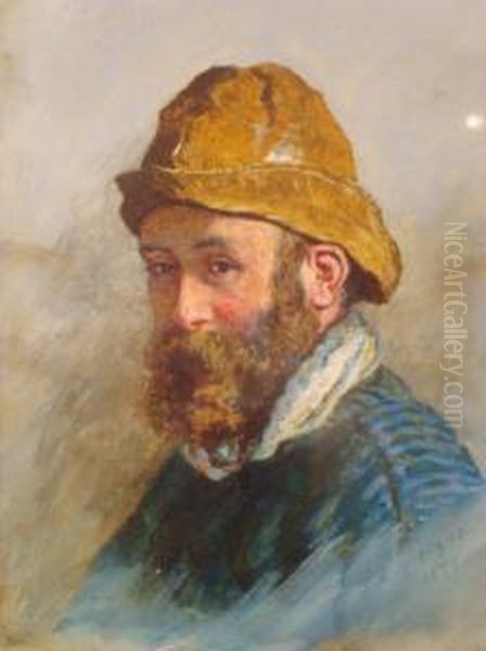 Bust Length Portrait Of A Bearded Manx Fisherman Oil Painting by Henry Robert Morland