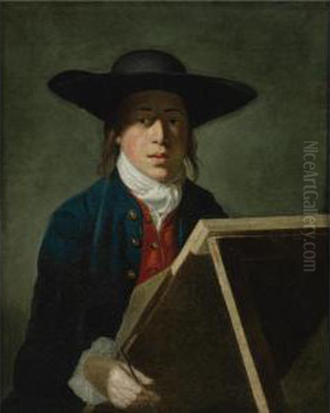 Portrait Of George Morland When A Young Man (at An Easel) Oil Painting by Henry Robert Morland