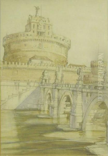 Veduta Di Ponte E Castel Sant' Angelo Oil Painting by Harry Morley