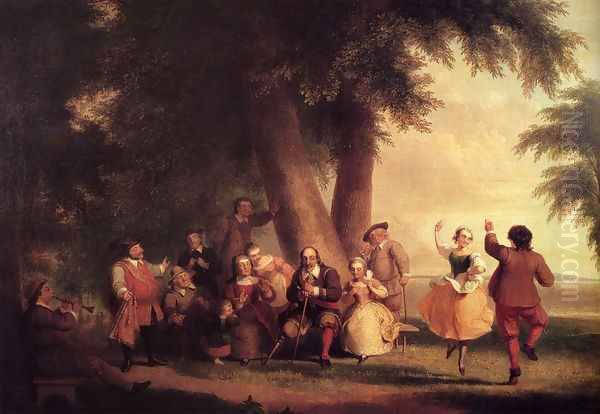 The Dance Of The Battery In The Presence Of Peter Stuyvesant Oil Painting by Asher Brown Durand