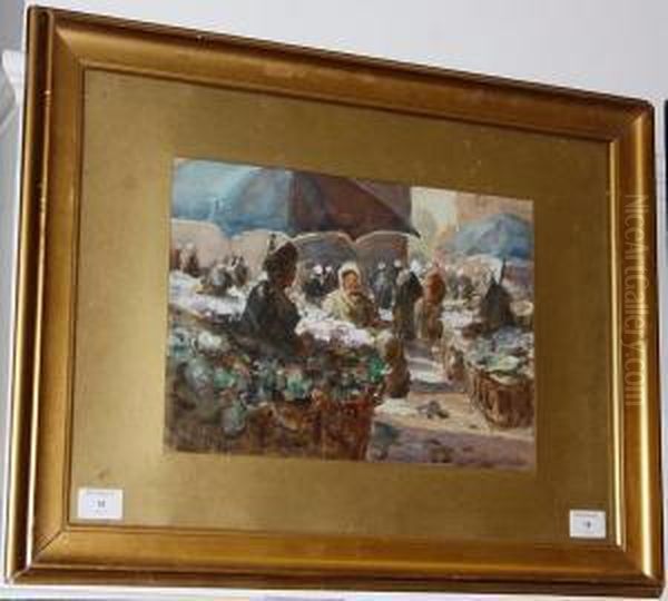 Foreign Market Oil Painting by Thomas William Morley