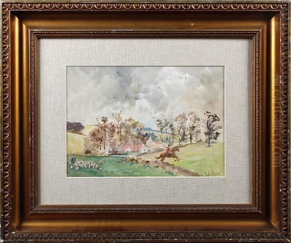 Landscape With Figures Seated Beneath Atree Oil Painting by Thomas William Morley