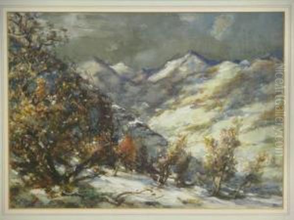 Italian Mountain Landscape Oil Painting by Thomas William Morley