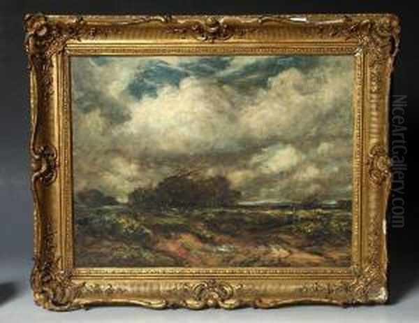 Landscape With A Figure Driving A Horse And Cart Oil Painting by Thomas William Morley