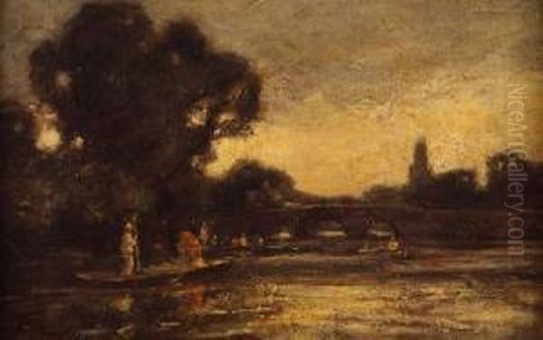 Near Sonning (on The Thames) Oil Painting by Thomas William Morley