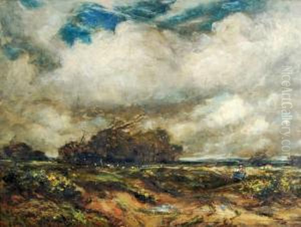 Windswept Heathlandlandscape Oil Painting by Thomas William Morley