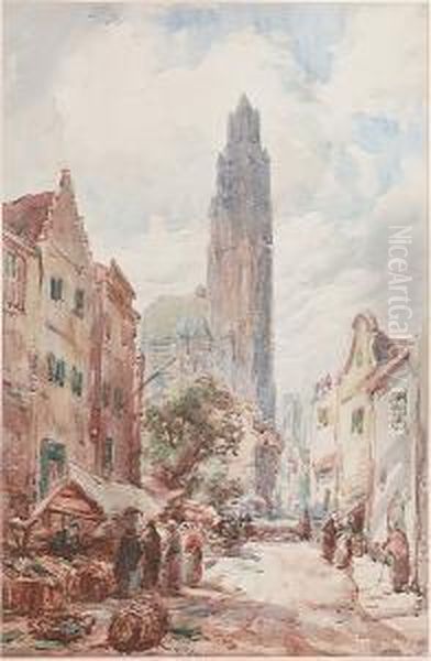 Notre Dame, Bruges Oil Painting by Thomas William Morley