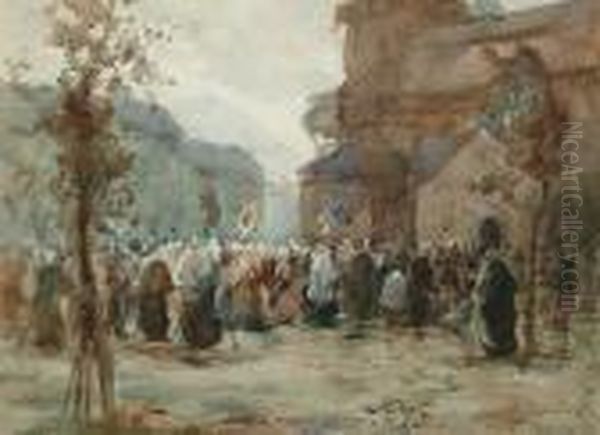 The Procession Oil Painting by Thomas William Morley