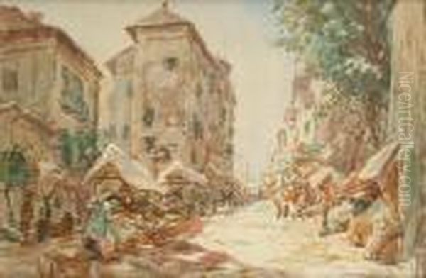 Morroccan Street Scene Oil Painting by Thomas William Morley