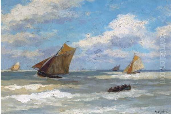 Voiliers Sur La Mer Oil Painting by Antony Paul Emile Morlon