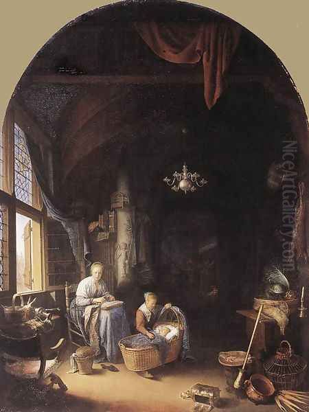 Young Mother Oil Painting by Gerrit Dou