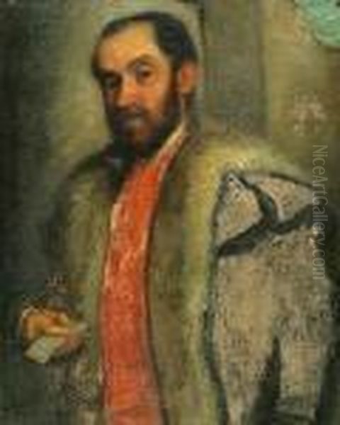 Portrait Of A Man In A Fur Coat Oil Painting by Giovanni Battista Moroni