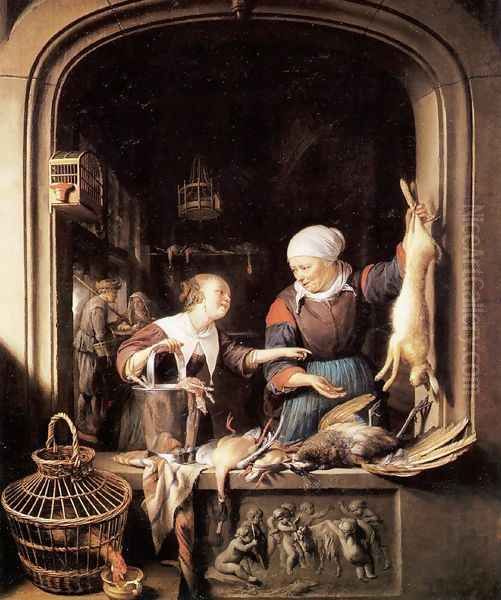 The Poulterer's Shop Oil Painting by Gerrit Dou