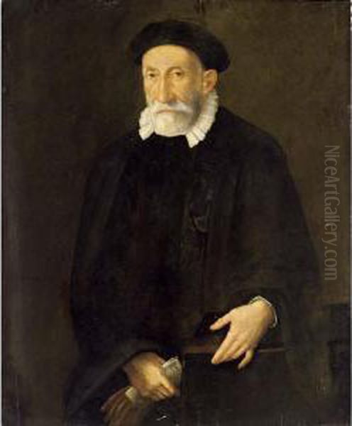 A Portrait Of A Bearded Gentleman Oil Painting by Giovanni Battista Moroni