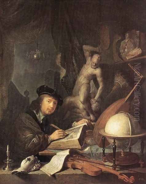 Painter In His Studio Oil Painting by Gerrit Dou