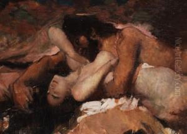 Satyr Und Nymphe Oil Painting by Aime Morot