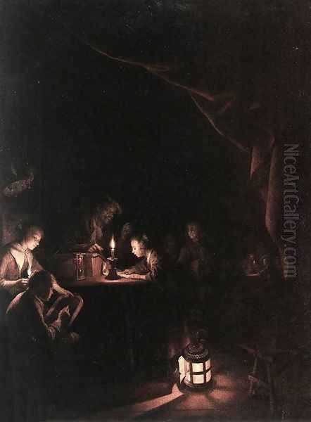 The Evening School Oil Painting by Gerrit Dou