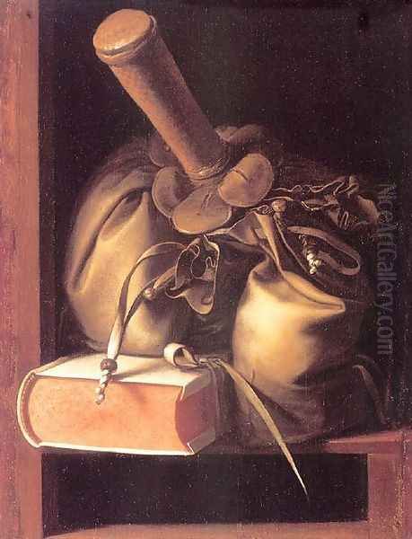 Still Life With Book And Purse Oil Painting by Gerrit Dou