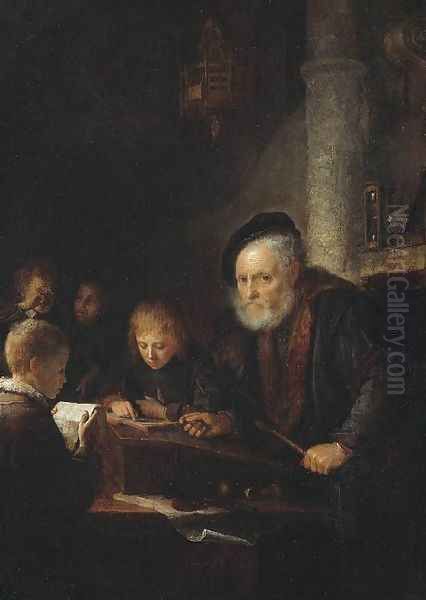 The Schoolmaster Oil Painting by Gerrit Dou