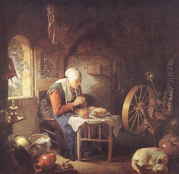 The Prayer Of The Spinner Oil Painting by Gerrit Dou