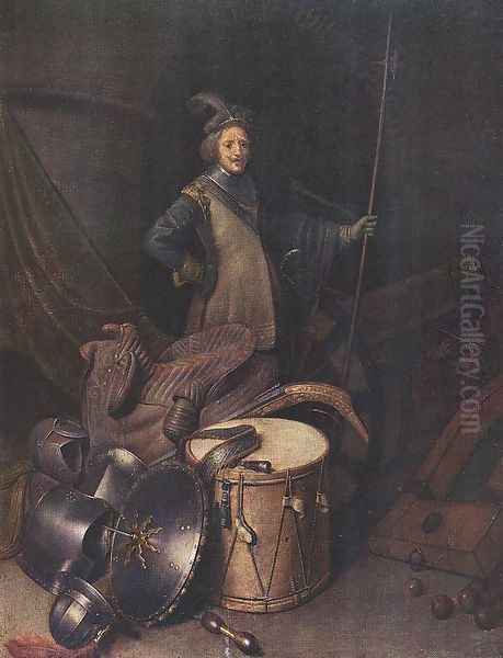 Officer Of The Marksman Society In Leiden Oil Painting by Gerrit Dou