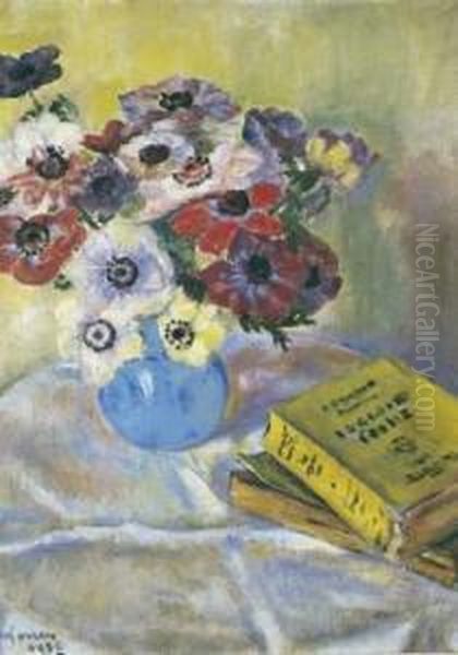 Bouquet D'anemones Oil Painting by Georges Morren