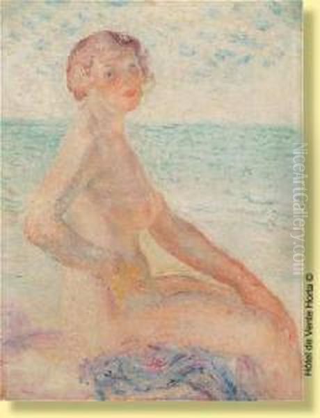 Jeune Femme Nue En Bord De Mer Oil Painting by Georges Morren