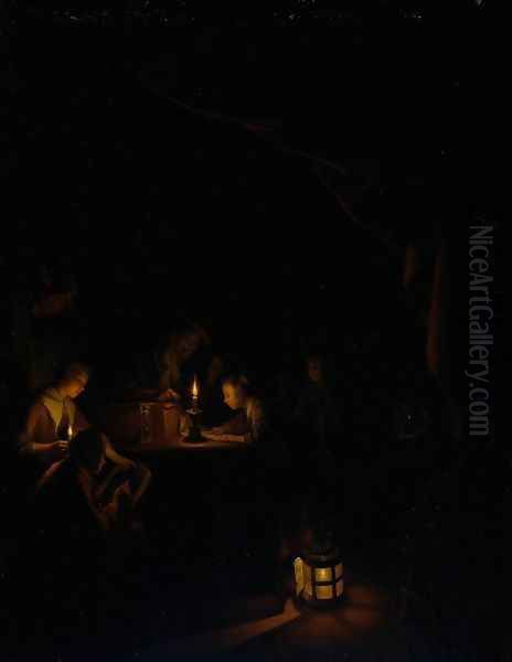 The Night School Oil Painting by Gerrit Dou