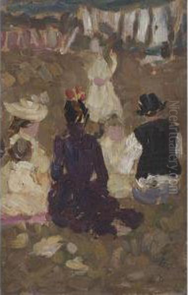 Seated Family In A Park Oil Painting by James Wilson Morrice