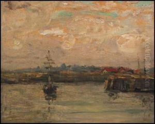 Ship In The Harbour Oil Painting by James Wilson Morrice