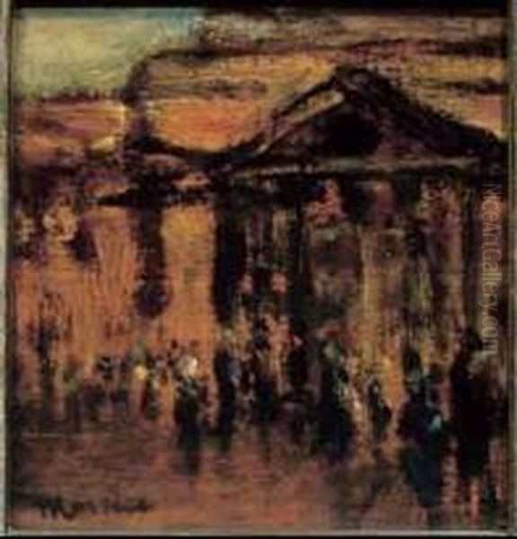 Paris Street Scene
 Oil On Panel Oil Painting by James Wilson Morrice